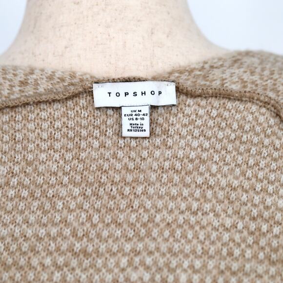 Topshop Women Leopard Duster Open Front Cable Knit Long Cardigan Size US 8-10 - Picture 4 of 5